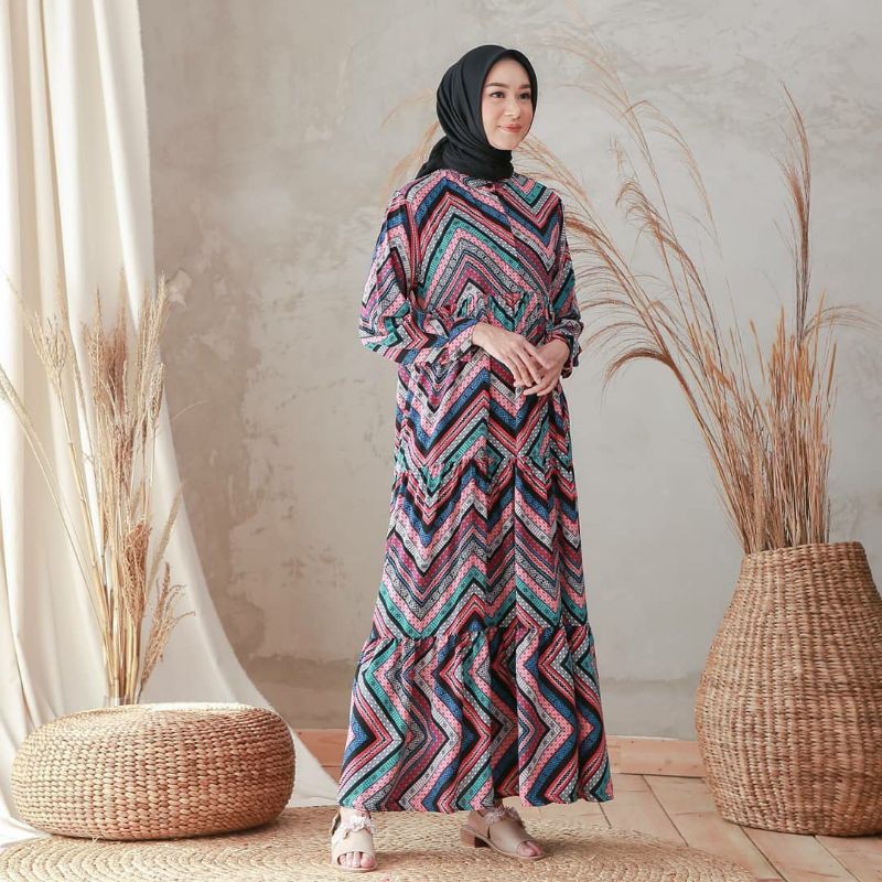 IVY DRESS ZIGZAG NUNA DRESS PANJANG MUSLIM KEKINIAN