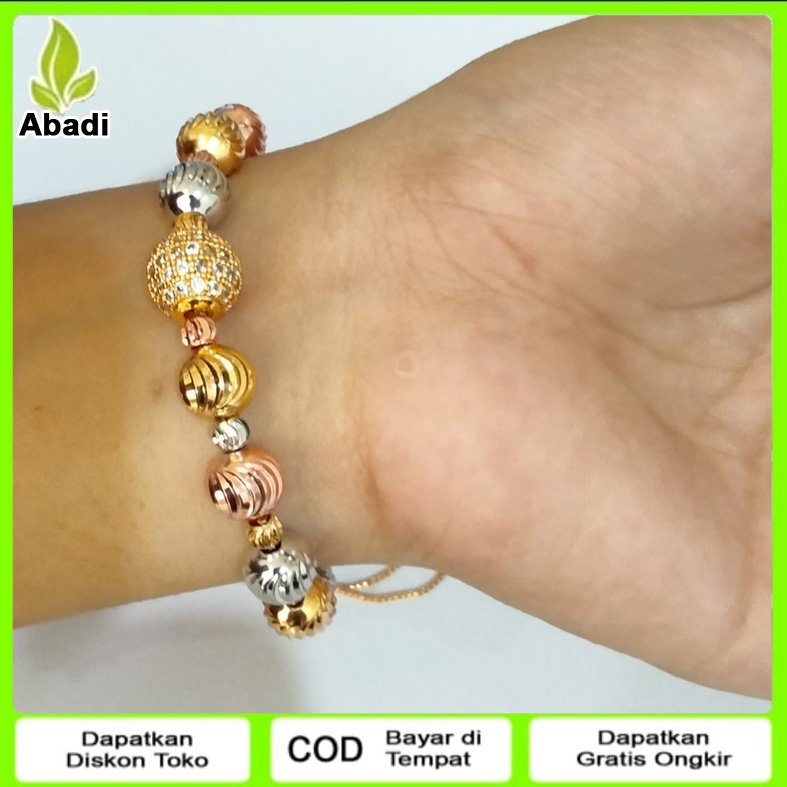 emas muda free surat Gelang Serut Wanita Model Biji Lada Kombinasi Perhiasan Fashion Dewasa