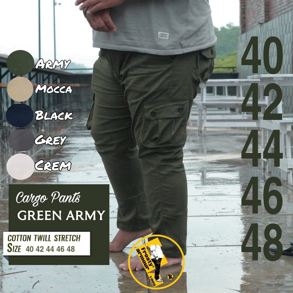 Celana Cargo Panjang Pria Jumbo/Big size Army Loreng Original Distro - Celana Panjang Cargo Cowok Jumbo Setriet/Melar Size 40=46