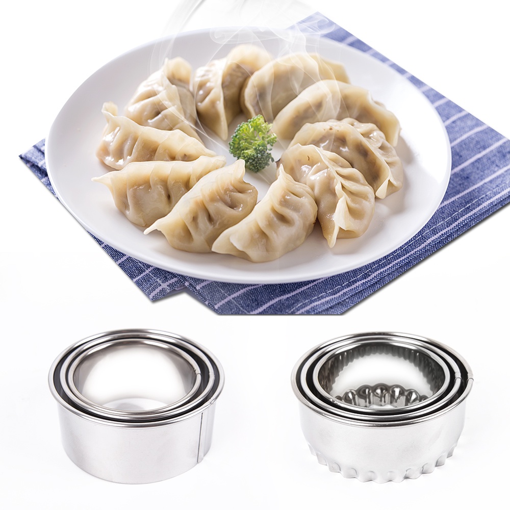 3pcs/set 304 Stainless Steel Cutter Dumplings Mould/Round/Flower Shaped Dough Press Pancake Tools for Kitchen Cooking