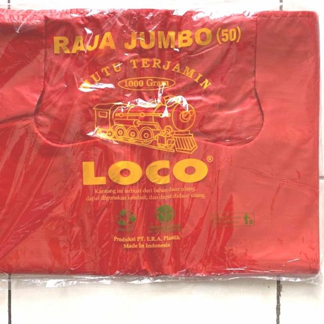 

Kantong Plastik Kresek LOCO ukuran 50 (Jumbo) HD Tebal Merah 1000 gram