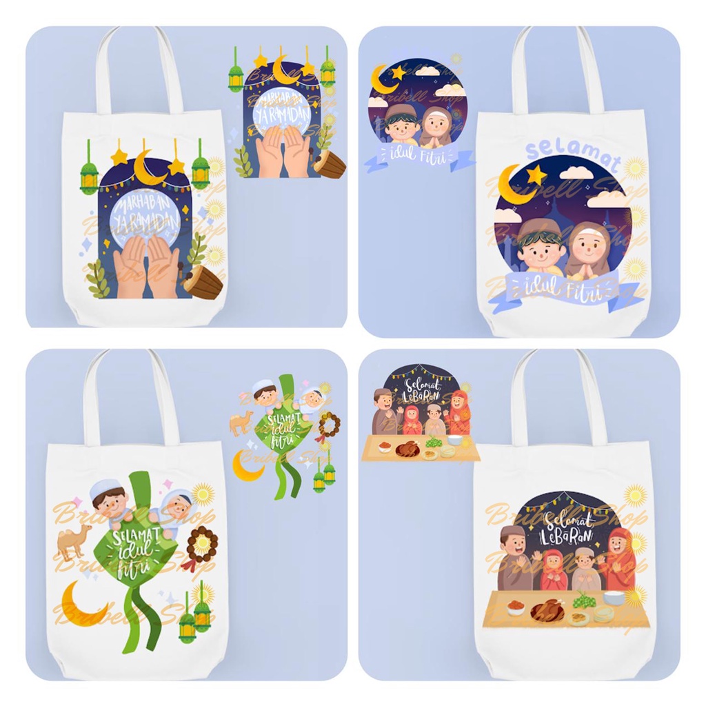 Tote bag Kanvas Bergambar Ramadhan Hampers Lebaran Bribell