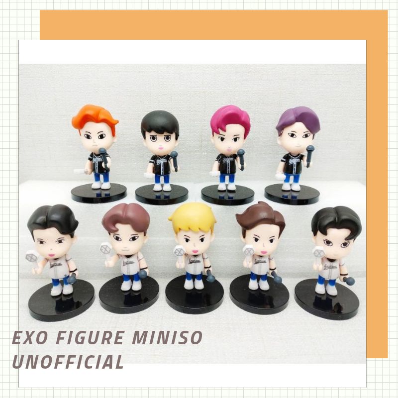 EXO Miniso Action Figure Unofficial Pajangan Boneka Kpop Toys Chanyeol Baekhyun Sehun Kai Suho Lay X