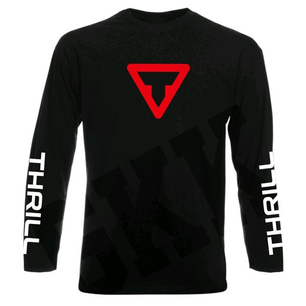 kaos sepeda kaos thrill sepeda mtb rockshox lengan panjang hitam MTB kaos sepeda