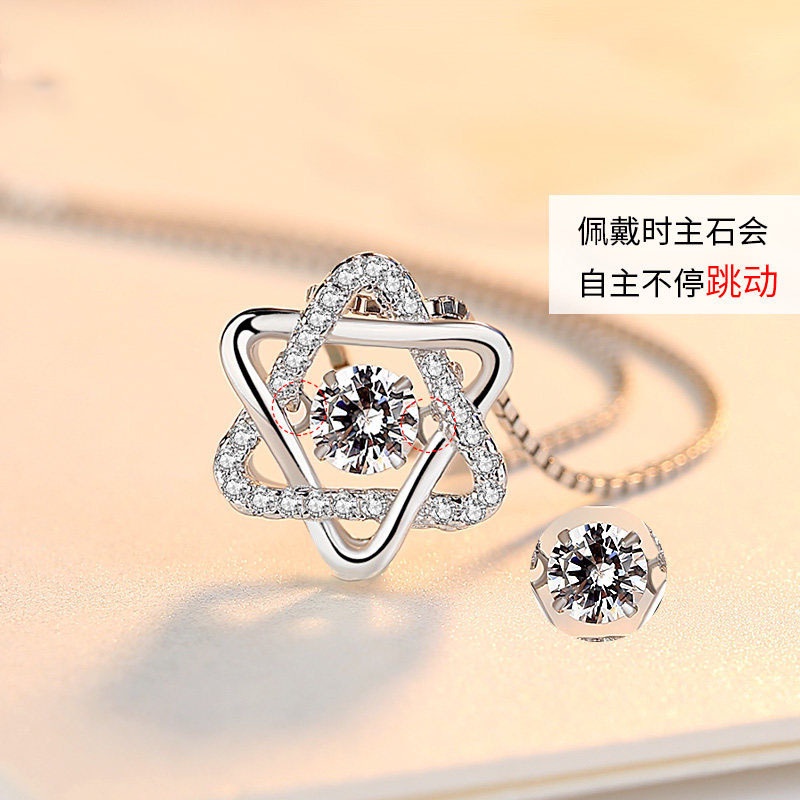 [Ready Stock]Fashion Six-Pointed Star Pendant Necklace Silver Plated Necklace Female Clavicle Chain