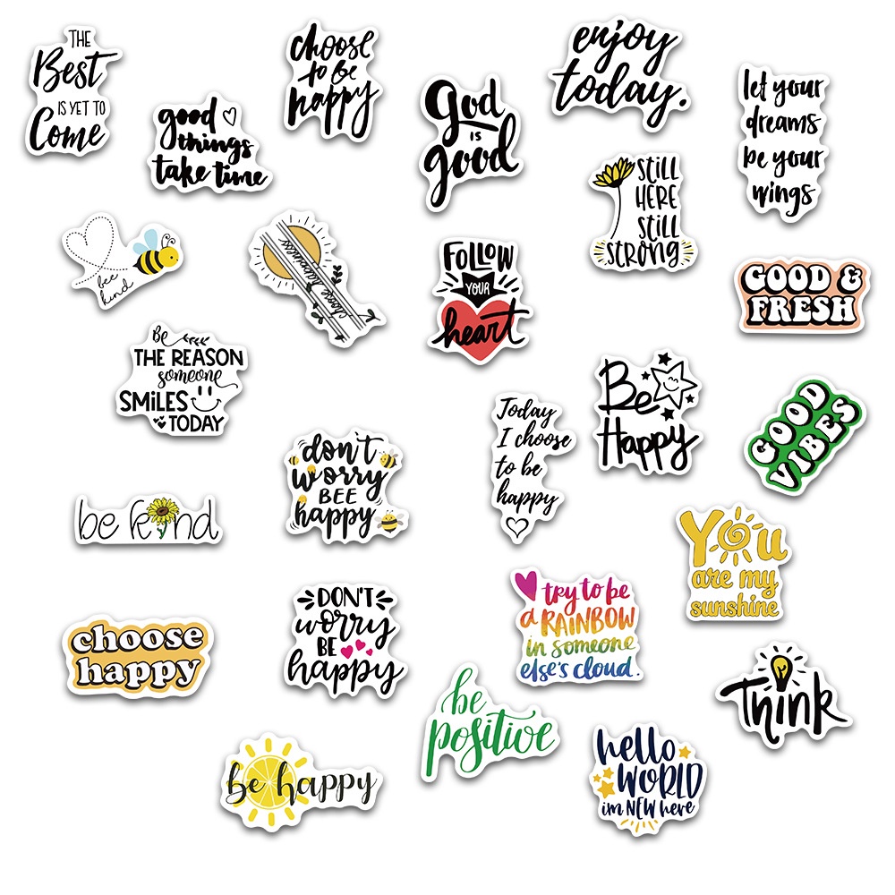 50pcs Stiker Graffiti Slogan Bahasa Inggris Anti Air Untuk Dekorasi Mobil/Koper/Skateboard/Gitar stickers