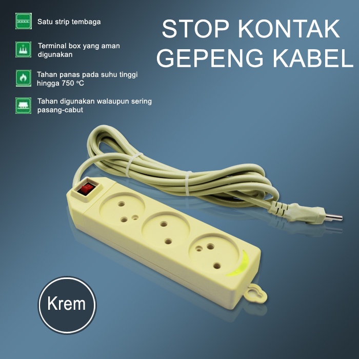 Stop Kontak Kabel 2 3 4 5 Lubang Colokan / Stop Kontak Gepeng + Kabel