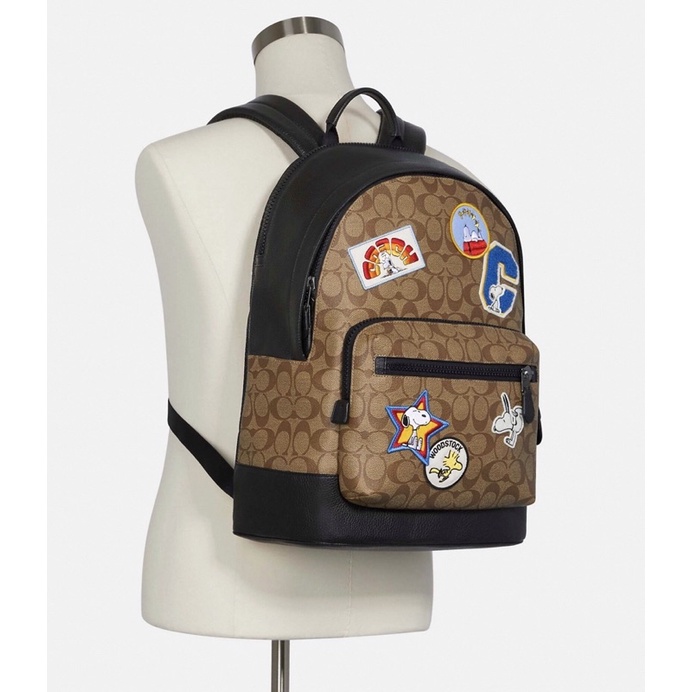 Coach X Peanuts West Backpack In Signature Canvas With Varsity Patches (C4030)