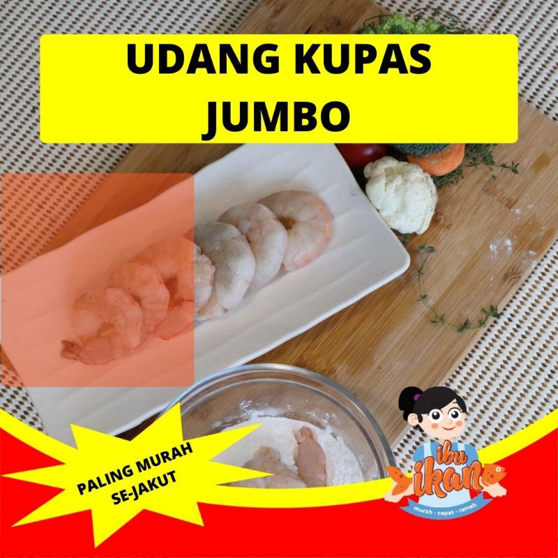 

UDANG KUPAS JUMBO 500 GRAM KONDISI SEGAR BEKU FROZEN SUDAH MASAK PRE-COOKED