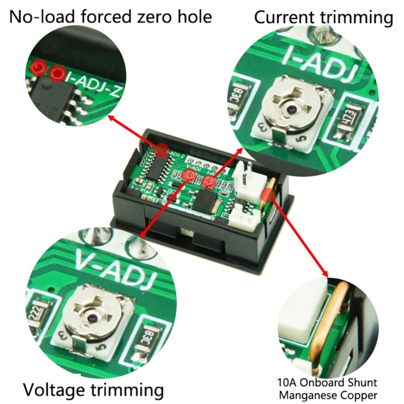 Btsg Digital Voltmeter Ammeter Voltage Current Power Meter Tester Panel DC- 100V- 10A