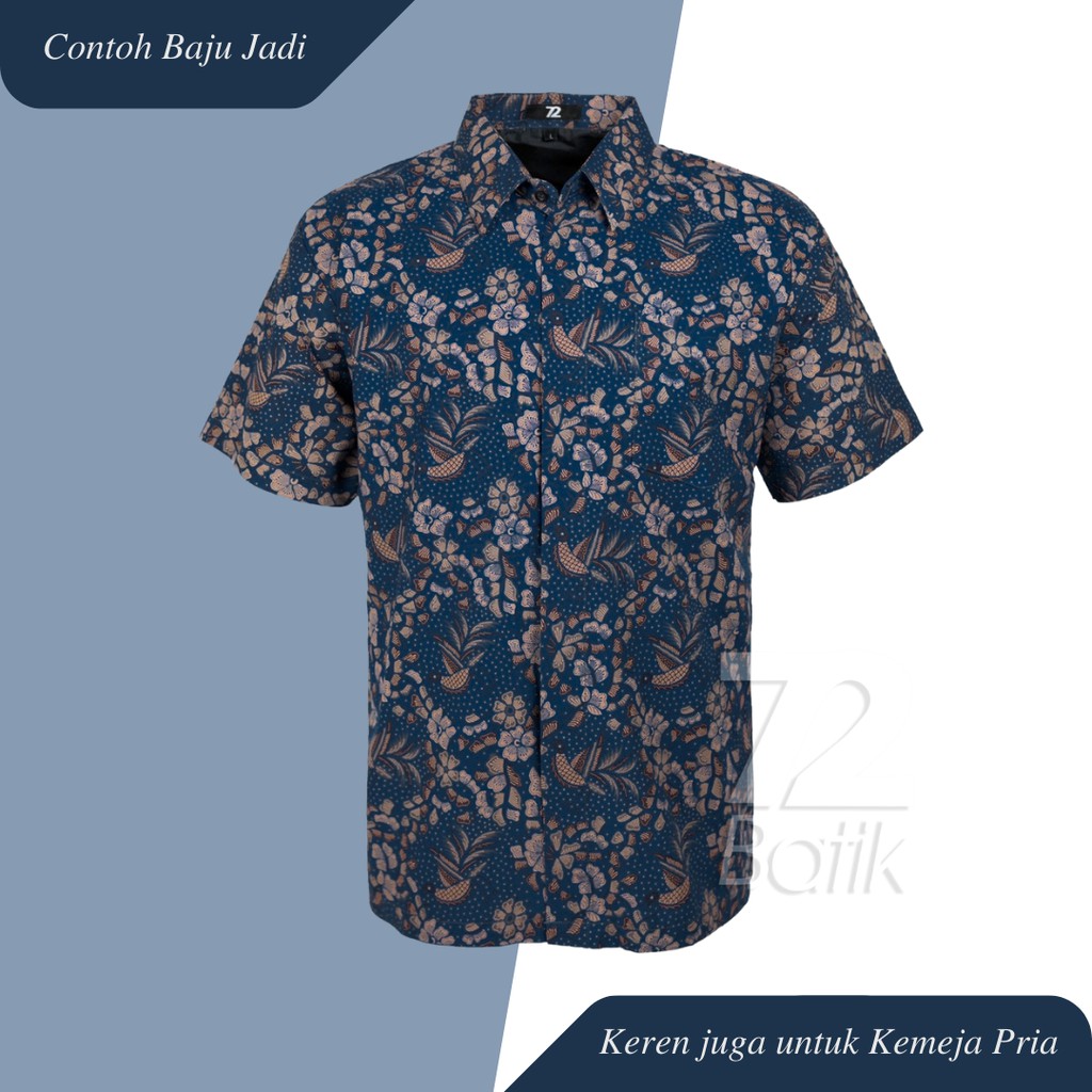 KAIN BATIK KATUN Premium Motif Burung Kembang Warna Biru Putih 723317 Cap 72 Jarik Jarit Samping Kebat Panjang Batik Katun Modern Premium Bahan Seragam Batik Pernikahan Kantor Keluarga Murah Kamen Jadi Batik Bali Lembaran