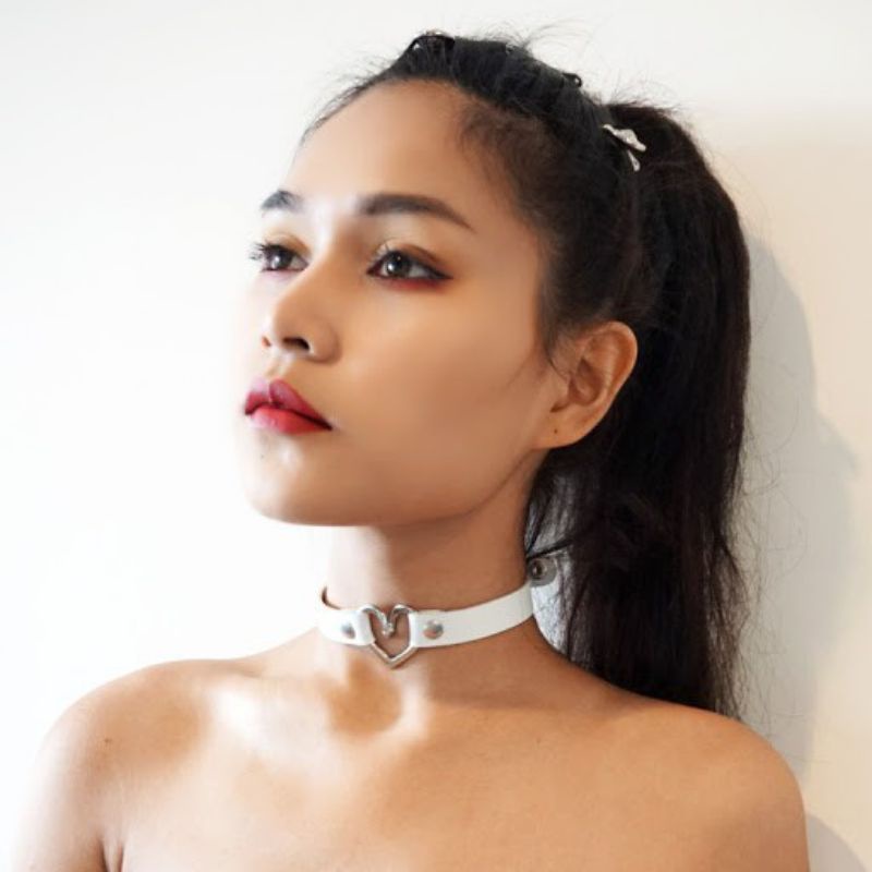 KALUNG CHOKER LOVE HEART HATI KULIT BELT KALUNG LEHER PU LEATHER CHOKER JEPANG KUREA PUNK