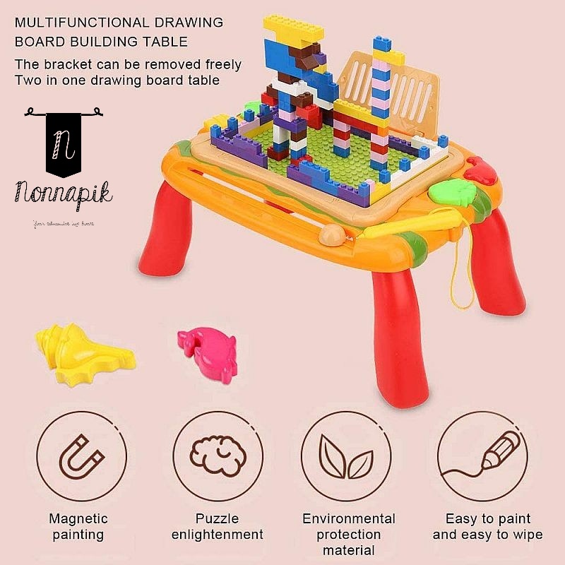 

Mainan Anak Meja Belajar Bricks Blocks Pallete 2 in 1