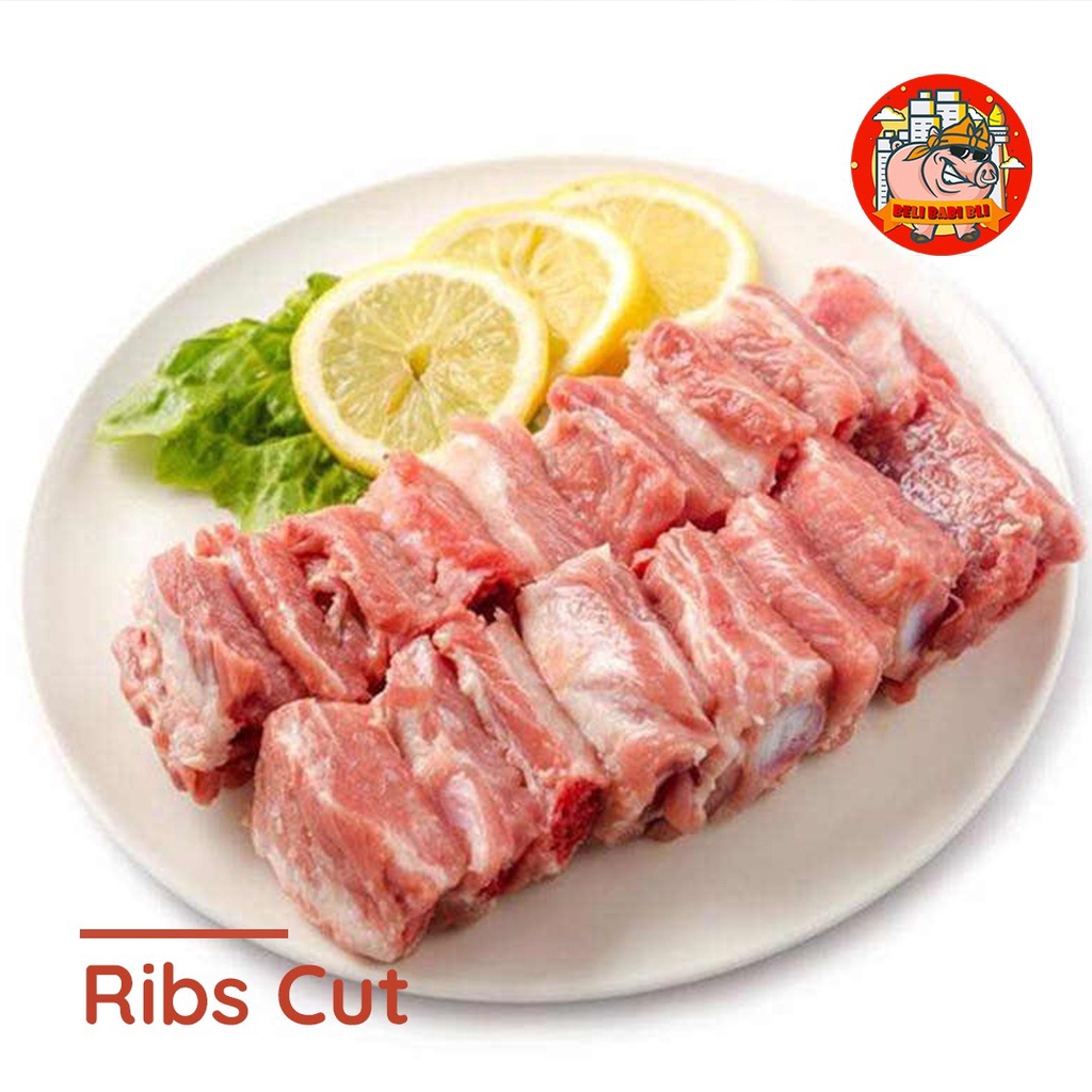 

SPARE PORK RIBS DAGING IGA MURNI BAKUT BABI BALI POTONG 5X5 CM ADA TULANG MUDA