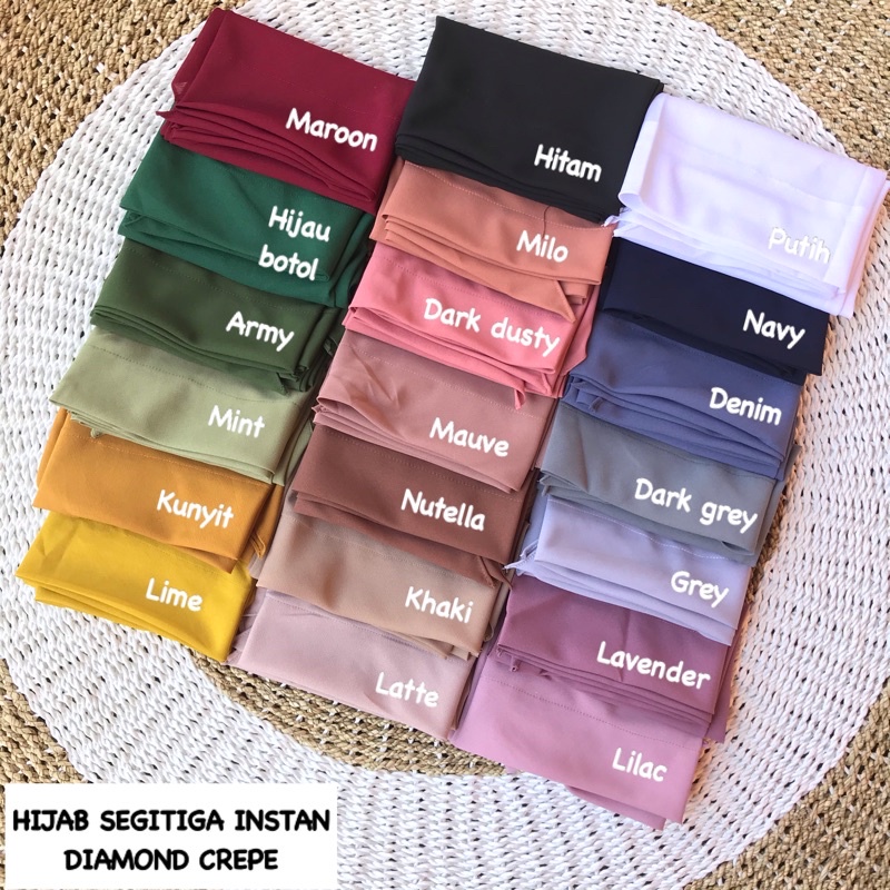 TERMURAH SEGITIGA INSTAN LANGSUNG SLUP TANPA PENITI / JILBAB SEGIEMPAT INSTAN  (1KG MUAT 11PCS)