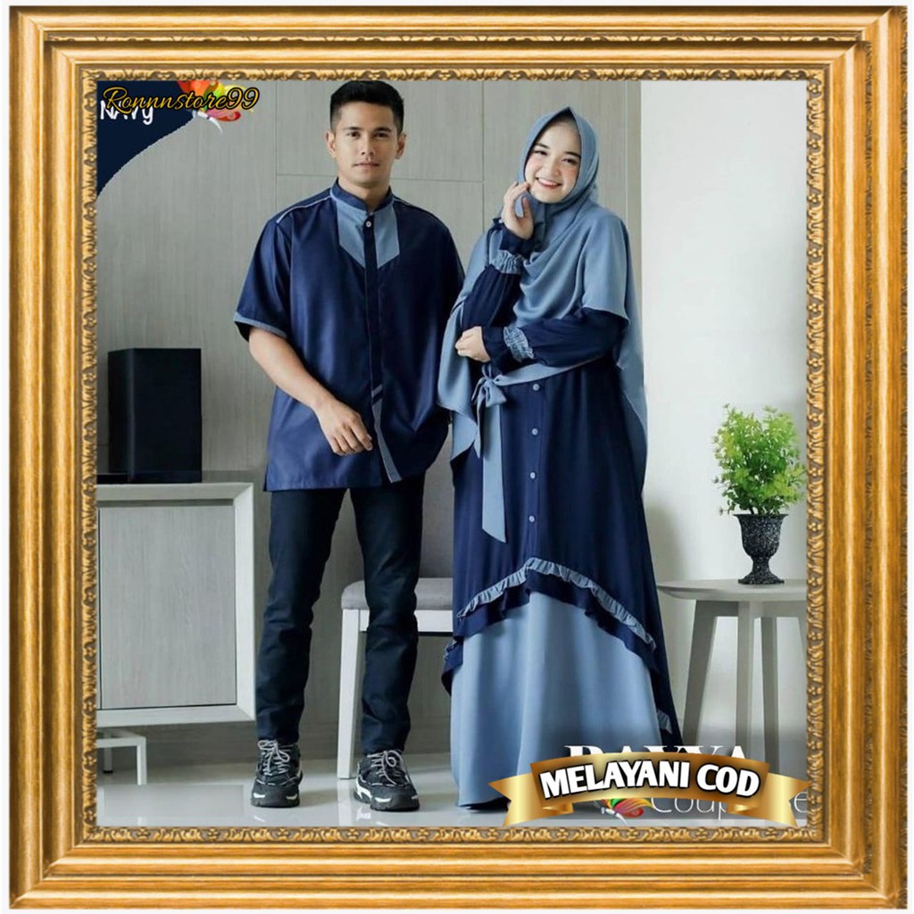 Baju Couple Set Busana Muslim Pasangan Kekinian Terbaru 2021 Murah Suami Istri Syari Kekinian Modern