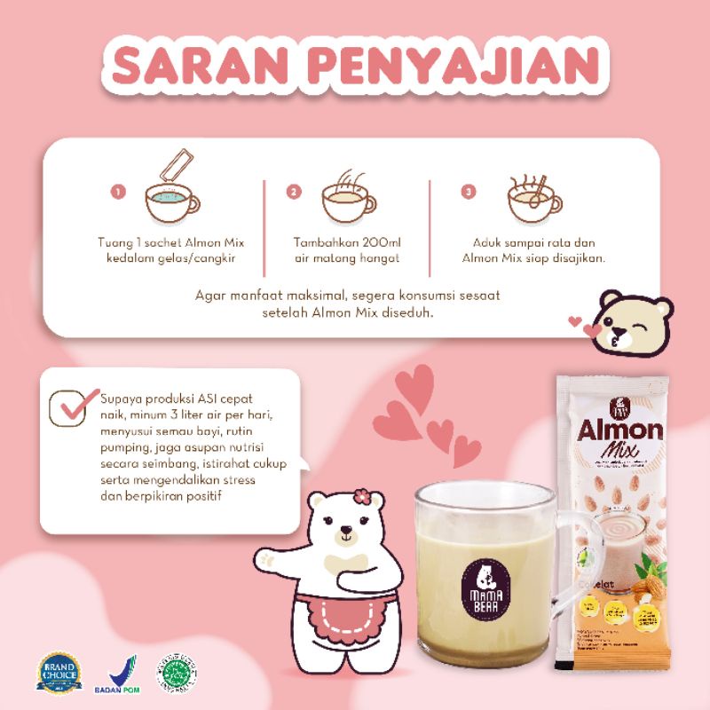 (MAMA BEAR) Almond Mix Rasa Stroberi / Pelancar ASI Mamabear/ pelancar ASI Booster/ASI Booster Terlaris