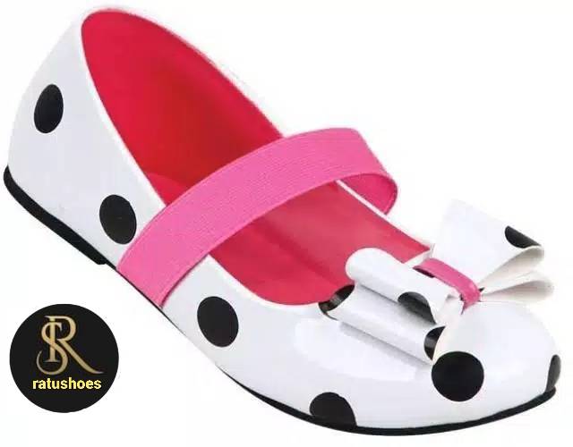 Sepatu Balet Anak Usia TK-SD Model Pita Pokadot Sepatu Anak Flatshoes Terbaru