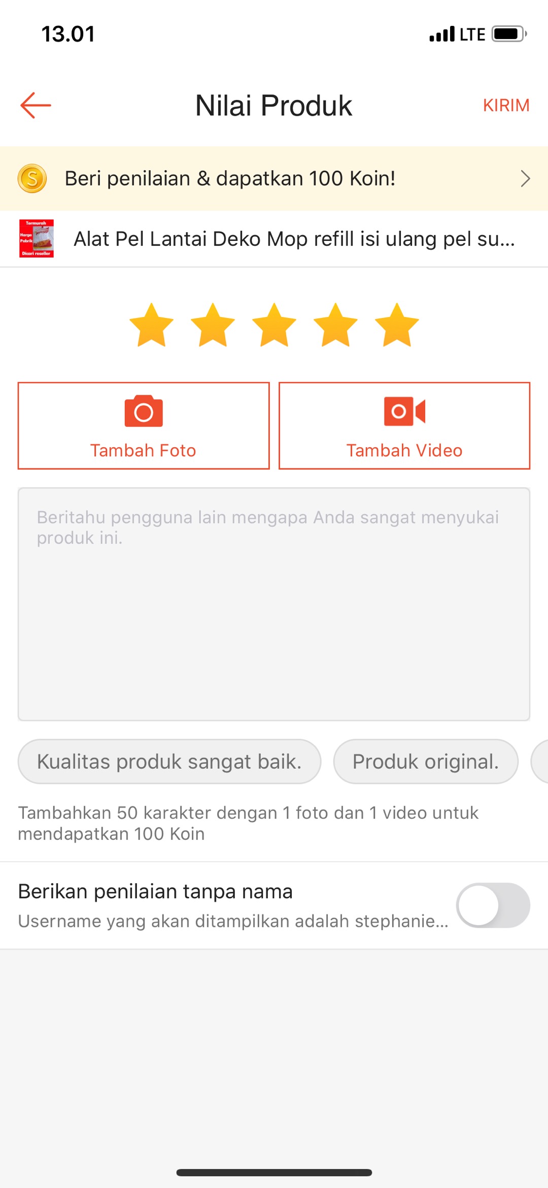 Alat Pel Lantai Deko Mop Refill Isi Ulang Pel Sumbu