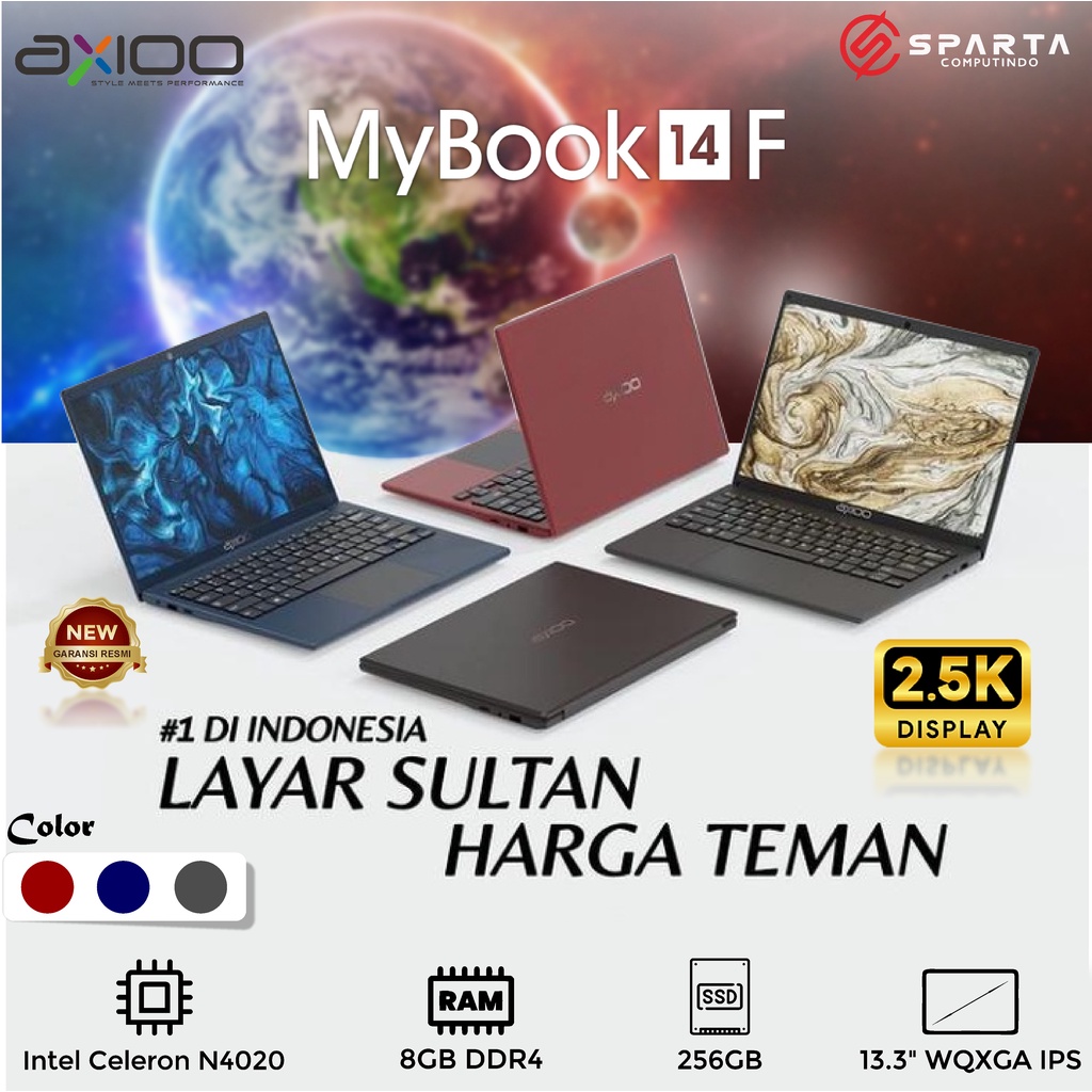 Laptop Axioo Mybook 14F Celeron N4020 8GB 256GB SSD 13.3″ 2.5K Win 10