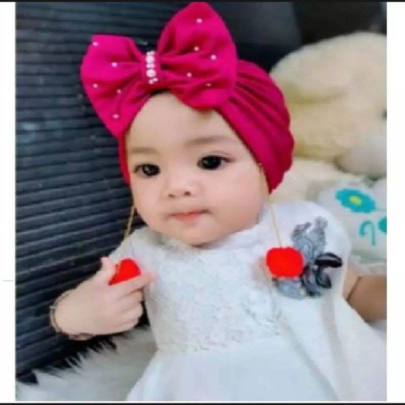 Turban Tabur Mutiara Anak Bayi Perempuan Intsan  0 – 3 Tahun Ciput Newbron 6 – 12 Bulan