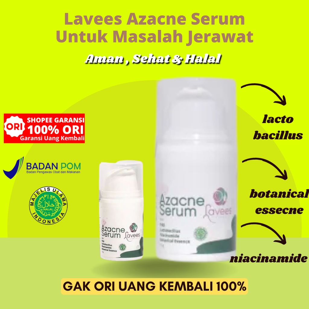 Lavees Skin care Azacne Serum Jerawat penghilang bekas acne hitam laves kosmetik perawatan wajah ple