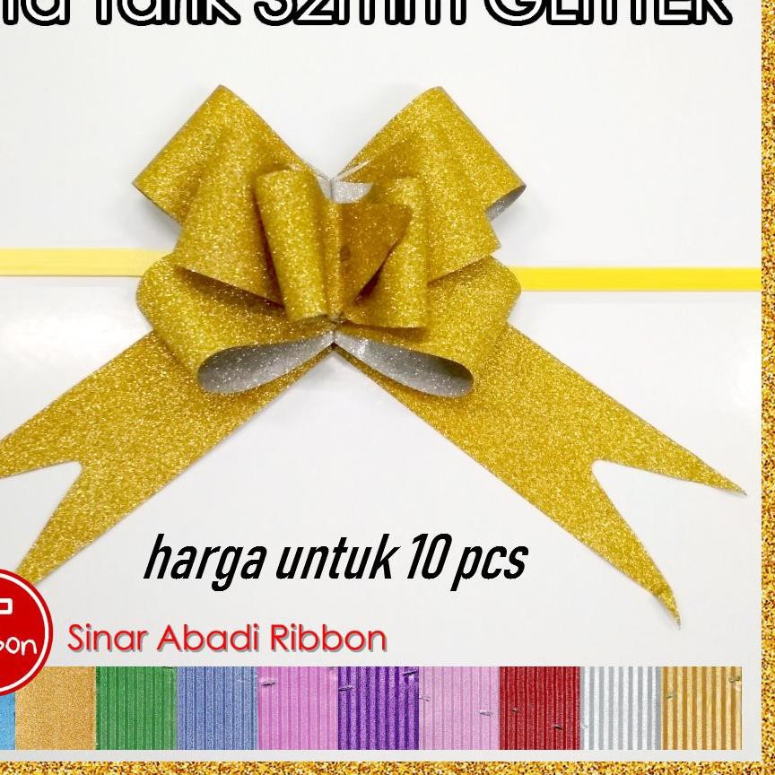 

⁑☛Terbaik11.11 pqd-002} Pita Tarik Glitter 32mm Serut Besar Hiasan Parcel Kado Souvenir Gliter ⁑