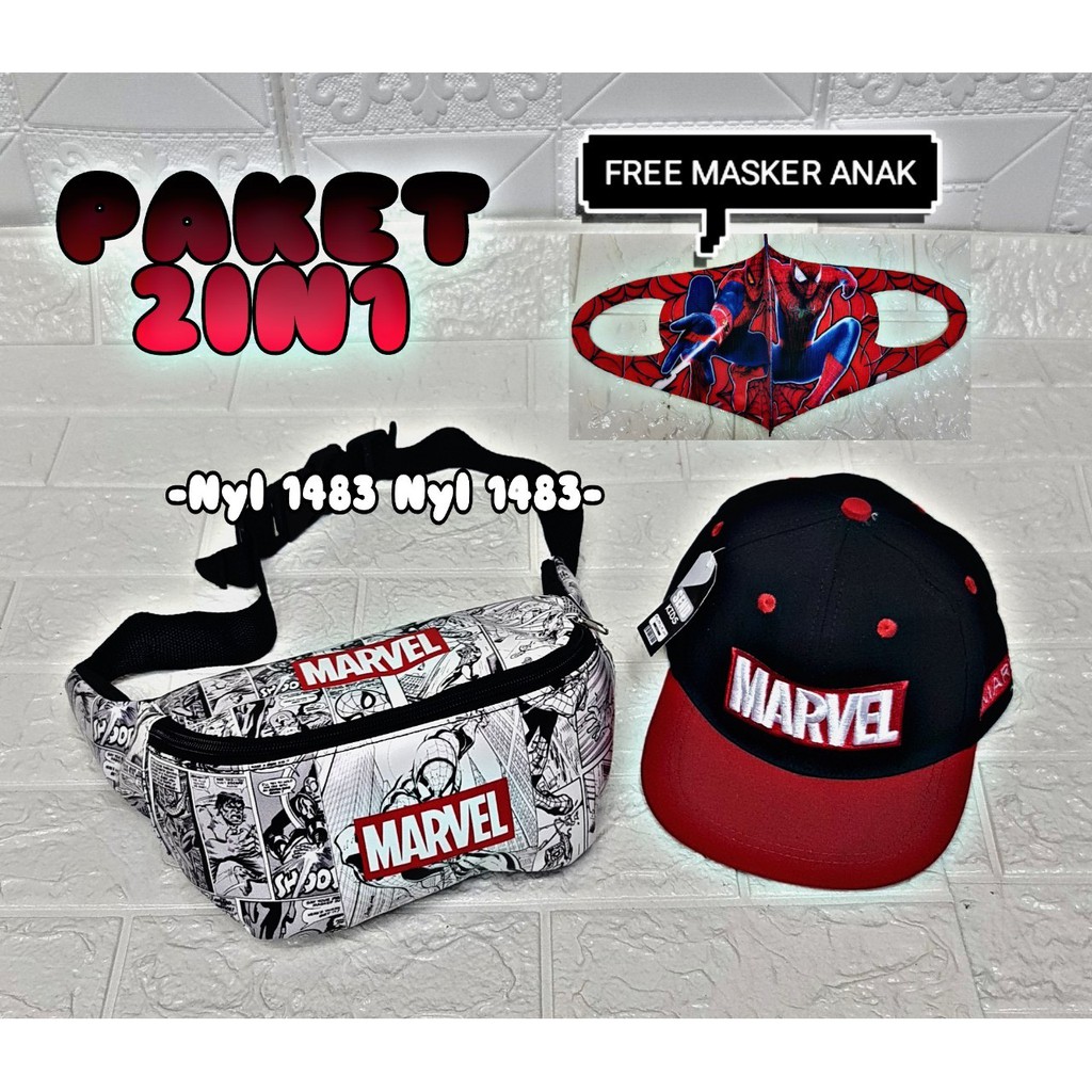 [BISA COD] NSTORE_15 PAKET 2 IN 1 WAISTBAG &amp; TOPI ,WAISTBAG ANAK LAKI LAKI LAKI,TAS SELEMPANG ANAK