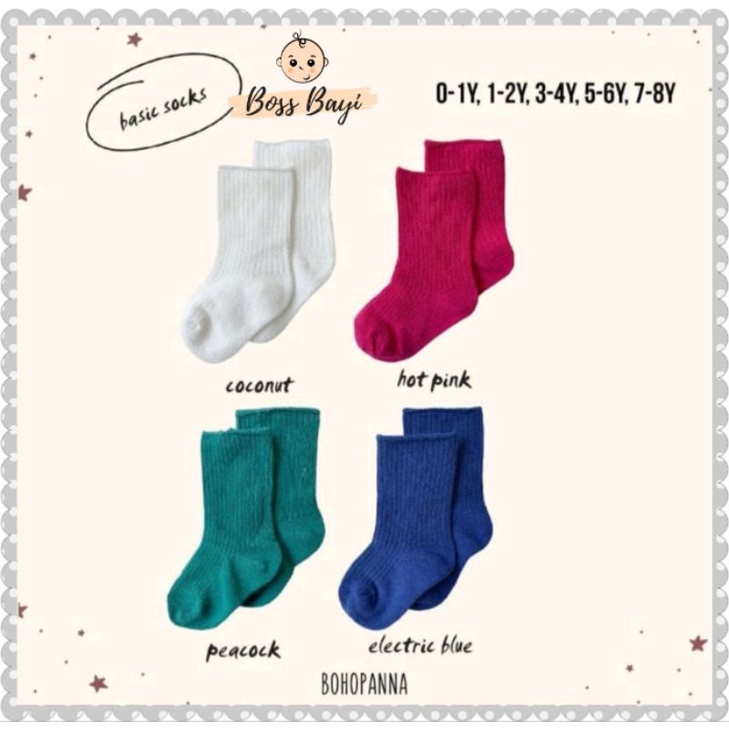 BOHOPANNA - Basic Socks  (Kaos Kaki Bayi/ anak)