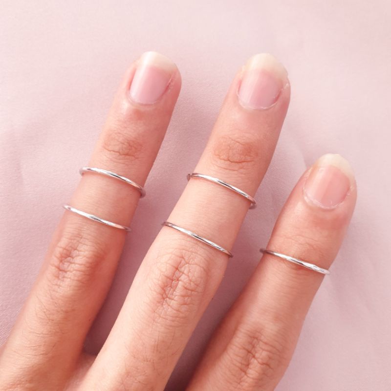 [NEW] Cincin emas putih lidi padat polos emas asli kadar 375