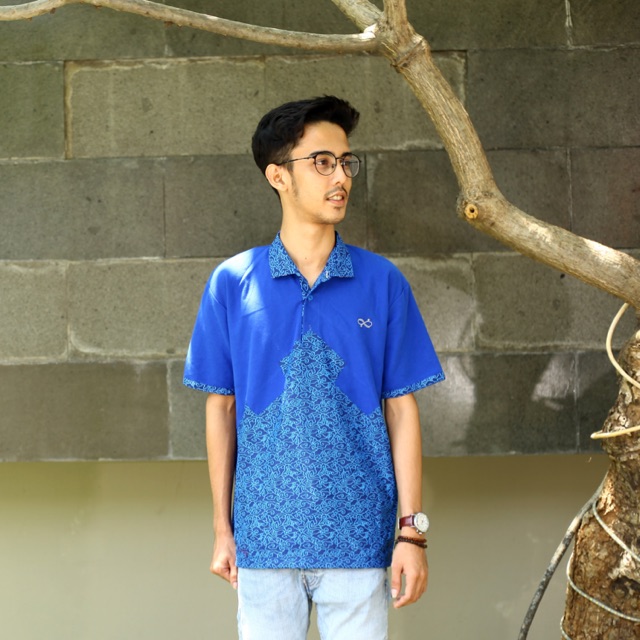 Loyal Kaos Polo Batik Biru Modern Pria M L XL XXL