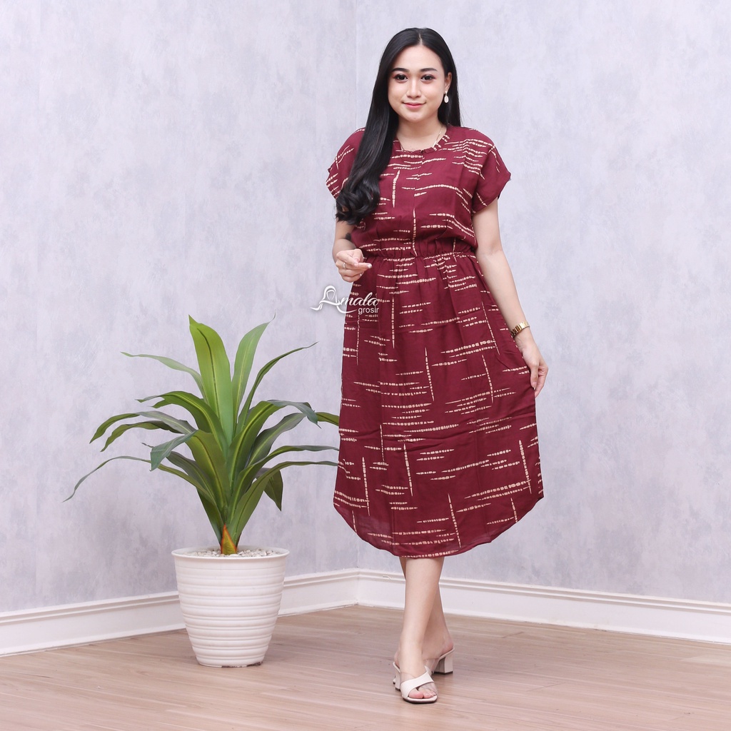 AMALAGROSIR - (COD) Daster Manohara Busui Motif / Daster Manohara Rayon Tie Dye / Daster Batik-Mhr Grisa Maroon