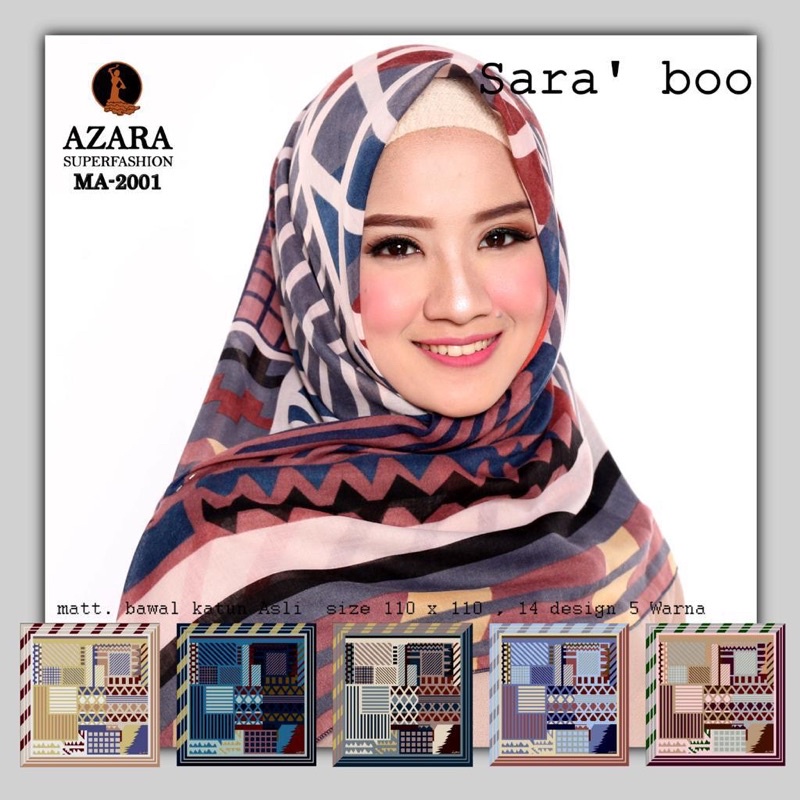 JILBAB SEGIEMPAT AZARA MOTIF VOAL /Kerudung Tepi Jahit Motif-3