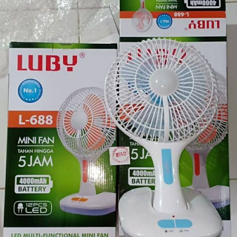 LUBY , L 688  , Kipas Multifungsi Rechargeable , Lampu Darurat