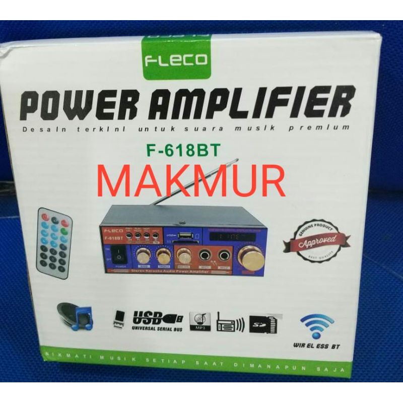 Amplifier FLECO F - 618 BT. Bluetooth Stereo Karaoke + MP3 Player + FM Radio.
