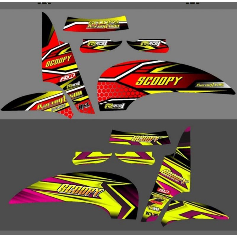 Striping Scoopy 2013 2014 2015 2016 Fi / F1 Lama Variasi Honda Stiker Lis Motor Sticker Skotlet