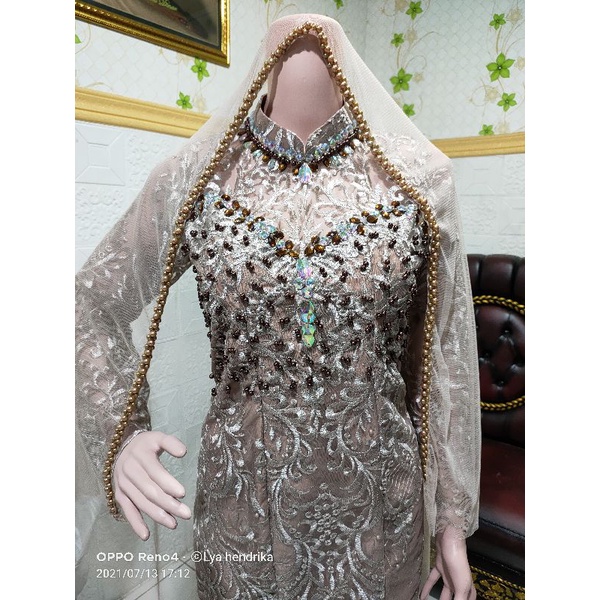 GAUN PENGANTIN DUYUNG EKOR ELISAAB+VEIL PAYET MUTIARA