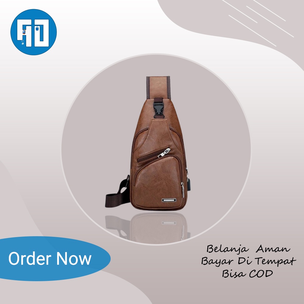 AD STEFAN TS122 - Tas Selempang Kulit Laki-Laki Pria Anti Air