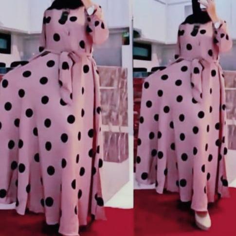 Serba Murah✵ POLKA SUPER Jumbo LD=140 [5-XXXL125-145KG] - GAMIS MONALISA POLKA MAYUNG/GAMIS SAKU /TA