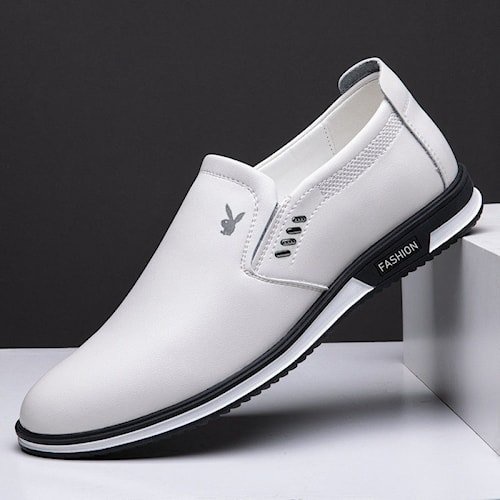 Sepatu kasual formal pria cowok import slip on ori sepatu kulit sneakers tanpa tali casual hitam put