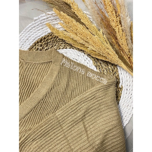 CARDIGAN RAJUT MALONE Wanita Knit Kardigan-MALONE MOCCA