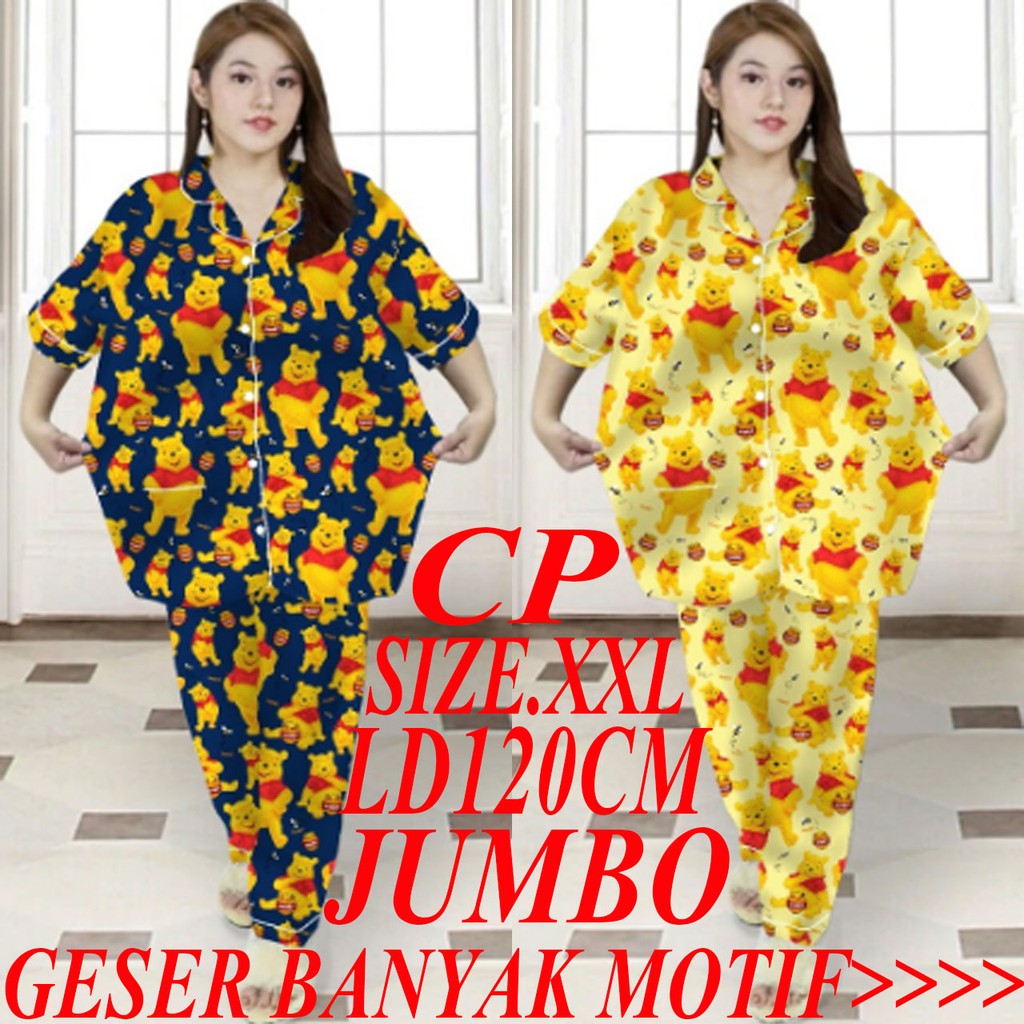 ISANNY PIYAMA SET CP JUMBO SIZE.XXL/MOTIF BUNGA MAWAR/PH0 H4N3Y/READY STOK