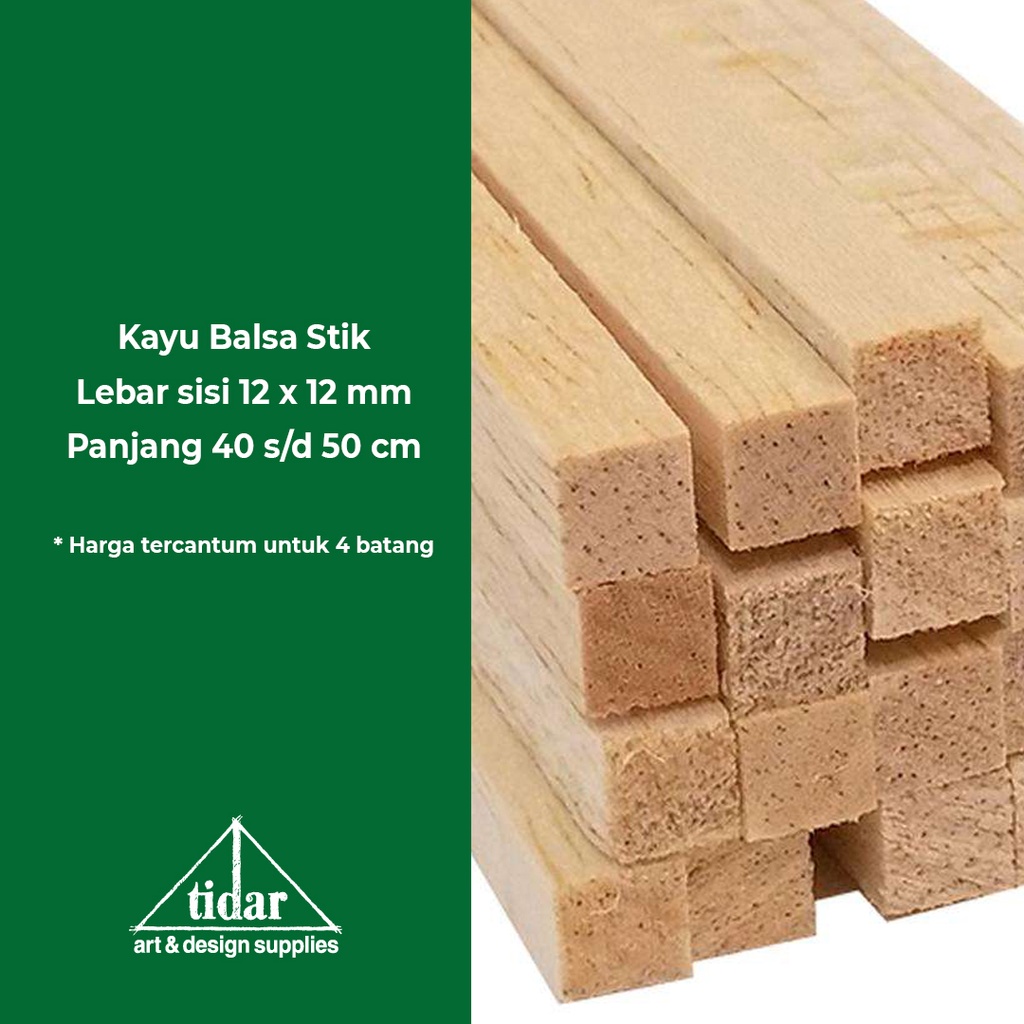 Kayu Balsa Stick 12 mm / Balsa Stik 1,2 cm / Kayubalsa