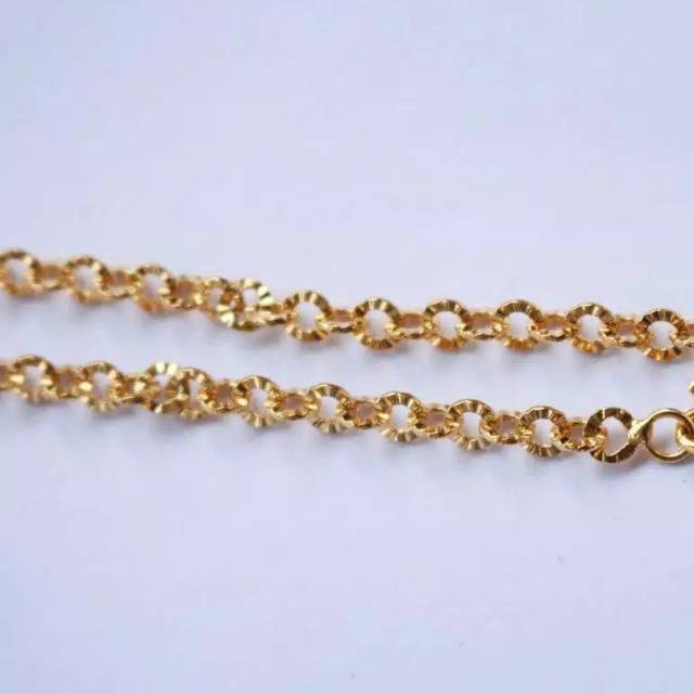 Kalung titaniim nuri kaca lapis emas 24 k anti luntur jaminan 100%