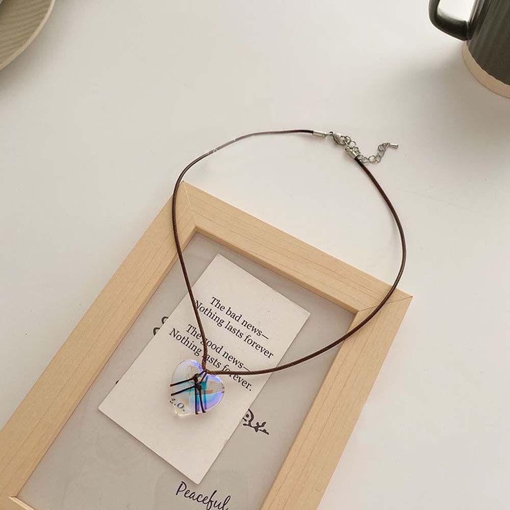 Mxbeauty Wanita Kalung Niche Geometris Cinta Hati Teman Hadiah Choker Kristal Gaya Korea Kalung