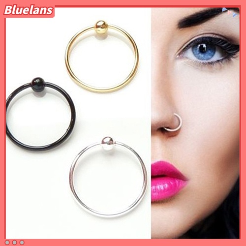 2pcs Cincin Hoop Bahan Stainless Steel Untuk Tulang Rawan Hidung