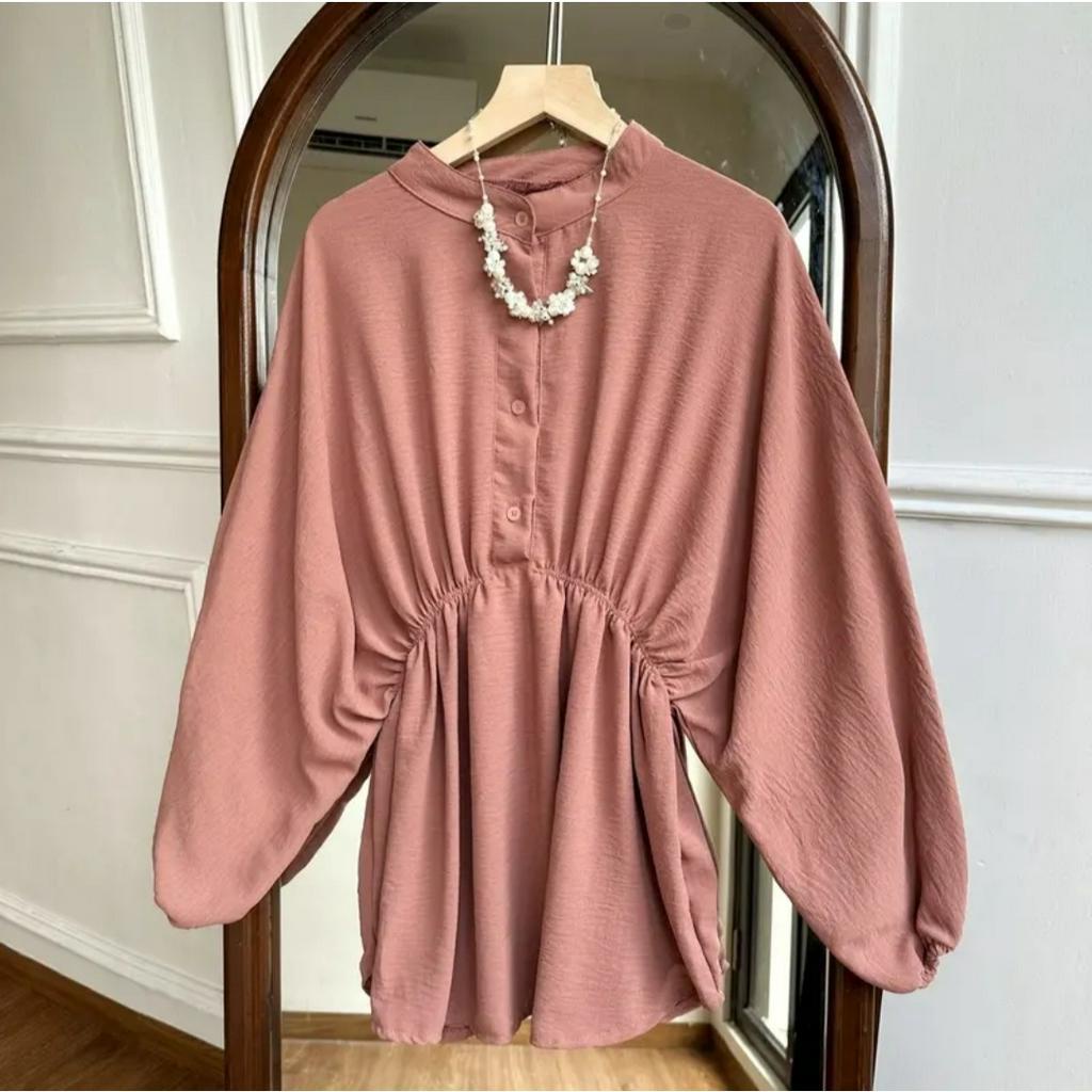 Isyana Blouse Crinkle Jumbo- Atasan Wanita- Atasan Oversize-Kemeja Blouse Basic