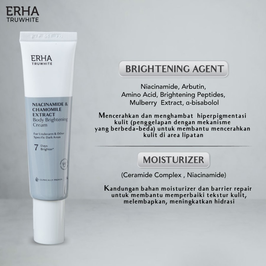 ERHA Krim Pemutih Ketiak - Truwhite Niacinamide &amp; Chamomile Extract Body Brightening Cream