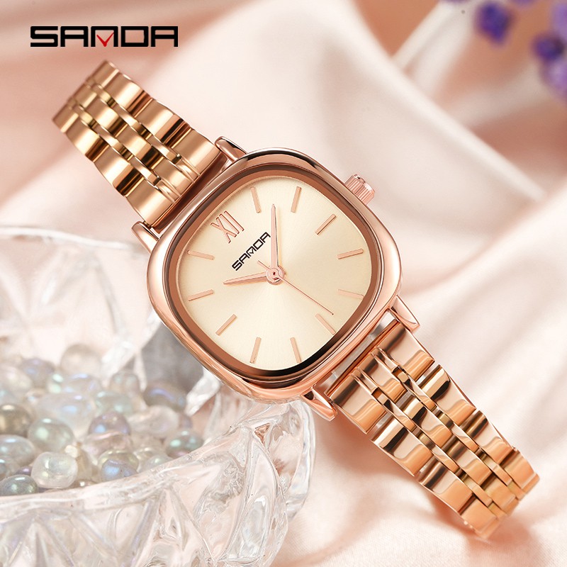 SANDA P1098 Jam Tangan Wanita Analog Tali Kulit Stainless Steel Quartz WATCHKITE WKOS