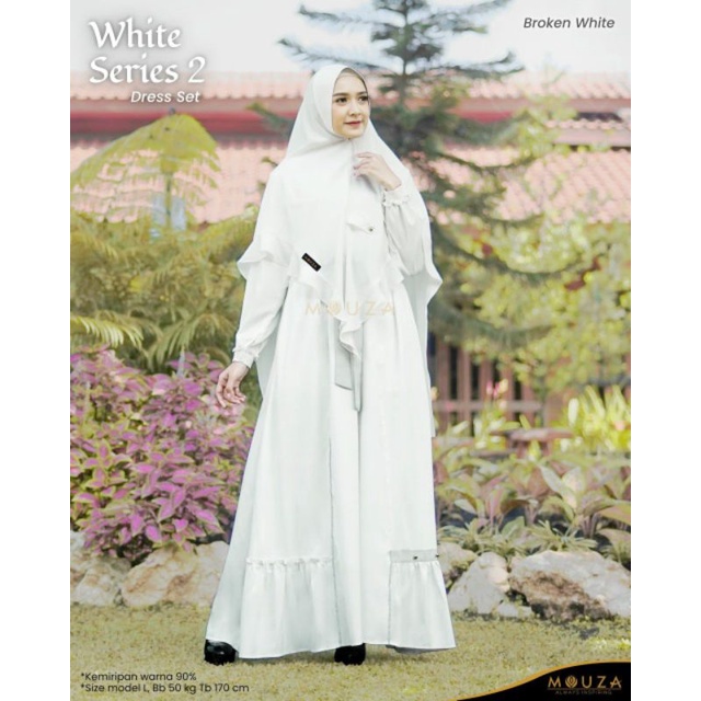 Ori brand mouza gamis putih yang elegan, mewah dan berkelas